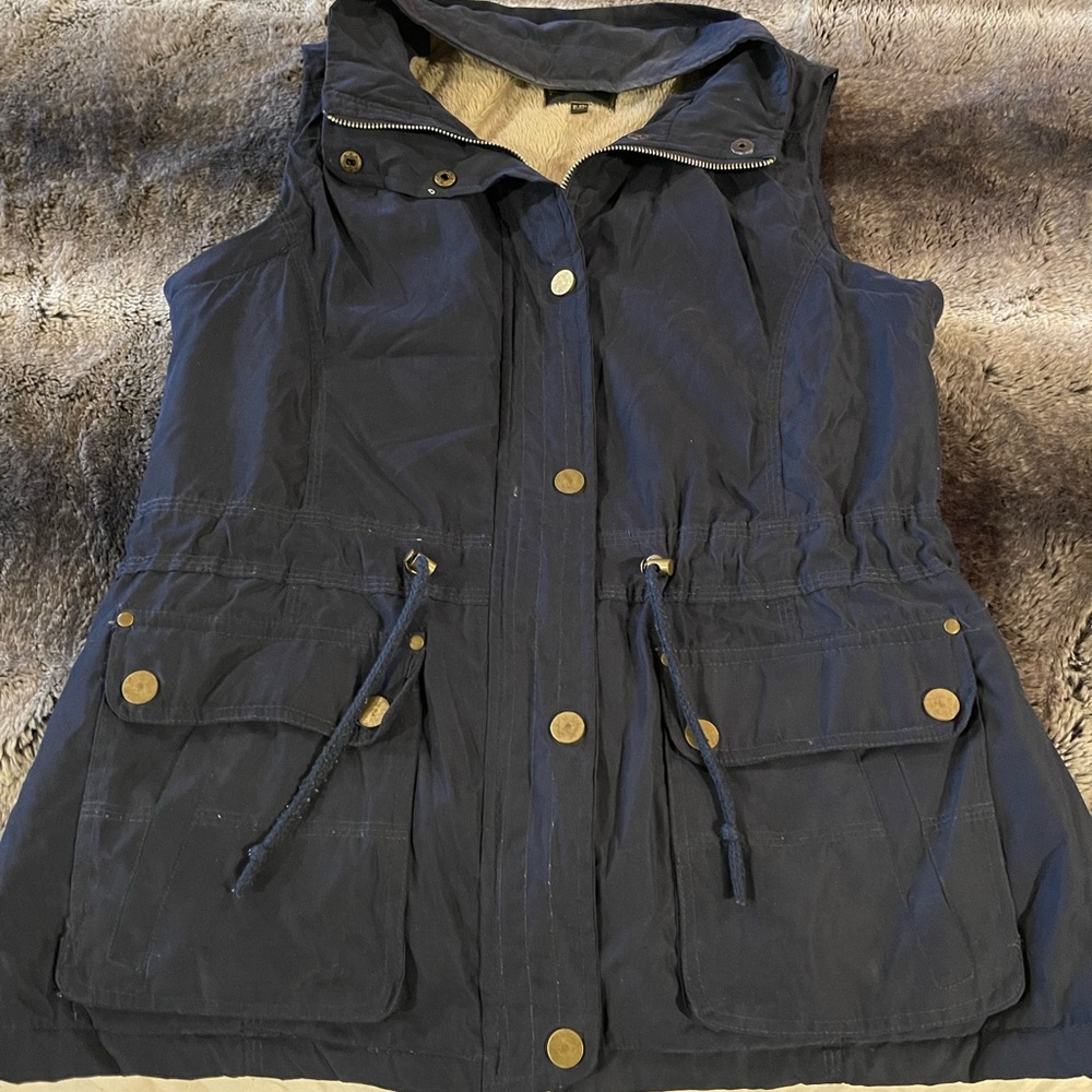 Navy Sleeveless Vest with Drawstring Waist